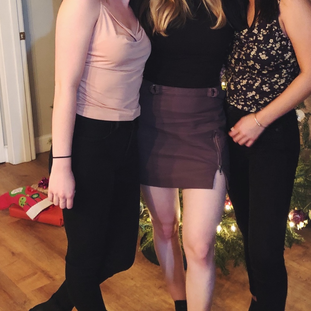 Free People Plum Vegan / Faux Leather Mini Skirt